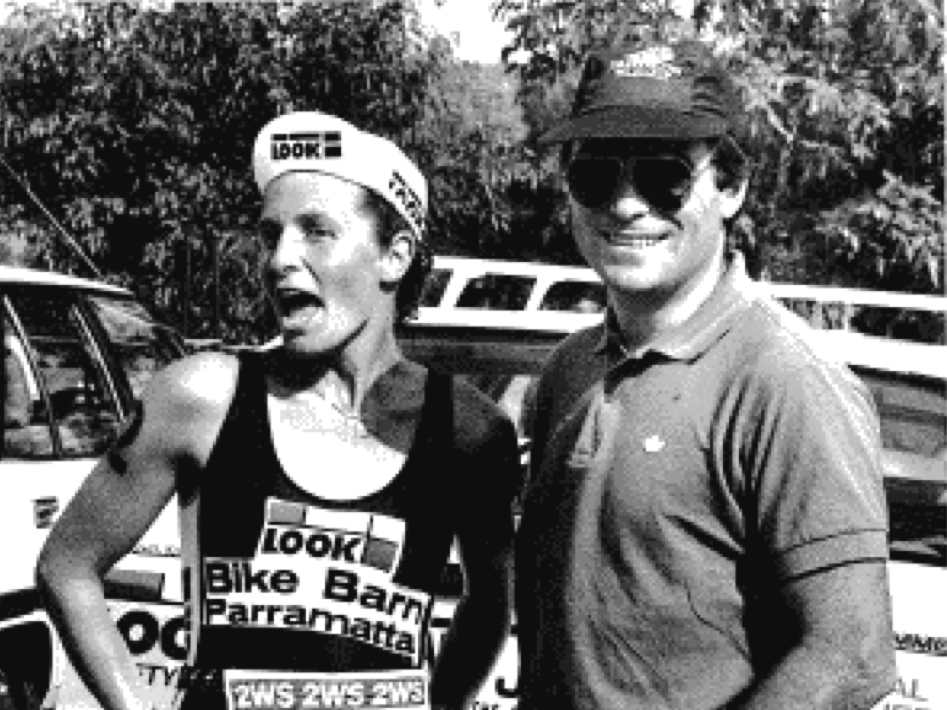 1988 Nepean Triathlon Louise Bonham and Bernard Hinault